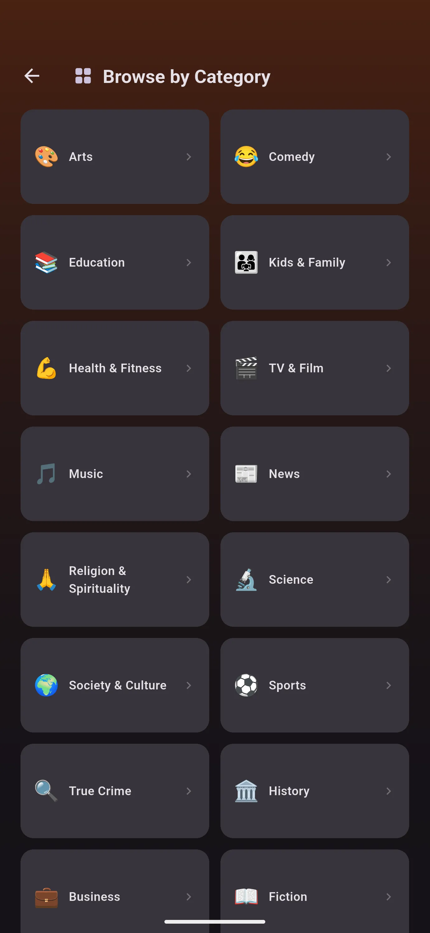 Podcasts: Browse by Category.